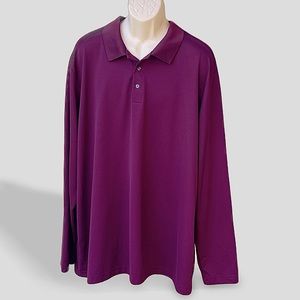 💖 Perry Ellis Burgundy Long-Sleeved Knit Polo, 3XLT